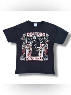 Vintage Y2K Dimebag Darrell Pantera Guitar T-Shirt Black Size Medium Metal Rock